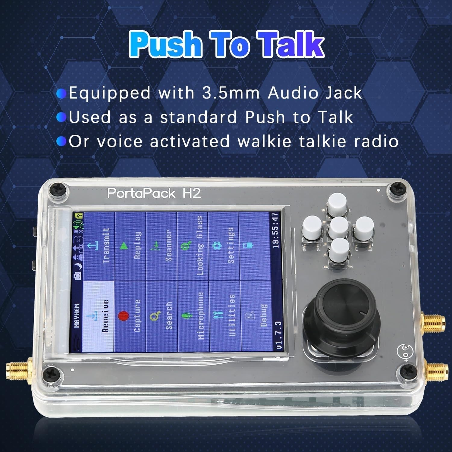 Portapack H2, 3.2In TFT Screen Radios Transceiver 1Mhz-6Ghz, Capture Replay for Communication SDR Radio, Software Defined Radio Kit with Antennas, Rechargeable Battery(Plastic Shell)