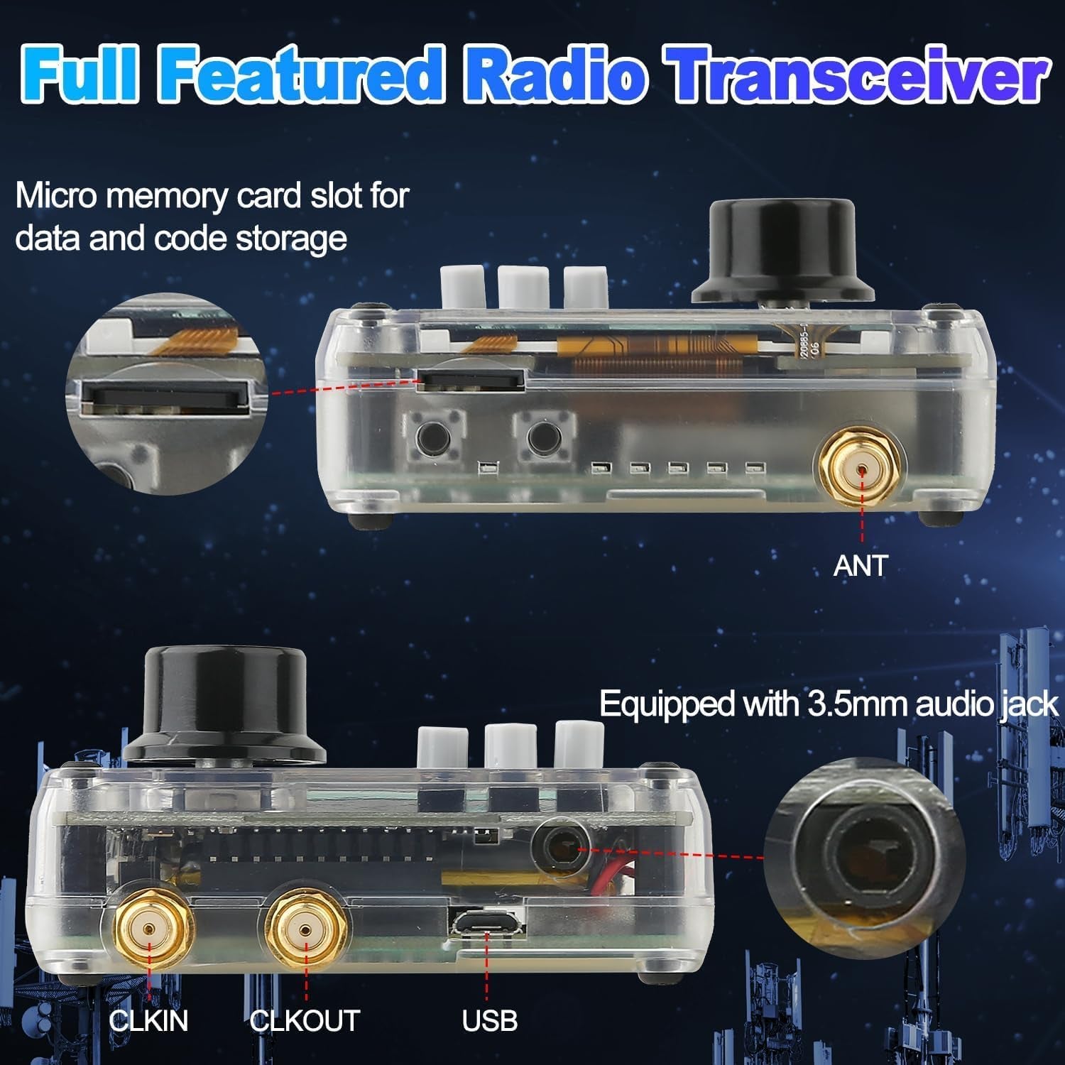 Portapack H2, 3.2In TFT Screen Radios Transceiver 1Mhz-6Ghz, Capture Replay for Communication SDR Radio, Software Defined Radio Kit with Antennas, Rechargeable Battery(Plastic Shell)