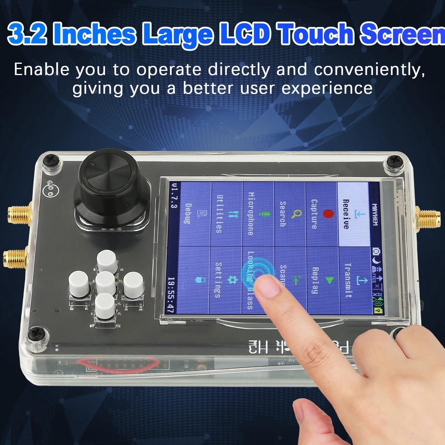 Portapack H2, 3.2In TFT Screen Radios Transceiver 1Mhz-6Ghz, Capture Replay for Communication SDR Radio, Software Defined Radio Kit with Antennas, Rechargeable Battery(Plastic Shell)